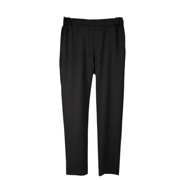 Nili Lotan Chelsea Jet Black Tailored Fit Elastic Waist Vent Hem Pants Size 2 - Picture 8 of 11